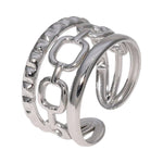 Damesring Verstelbaar – Open Ring met Gladde, Schakel & Bewerkte Lijn – One Size - ring310 - 161701 - Ringen kopen