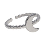 Damesring Verstelbaar – Open Ring met Maantje & Dots – One Size - ring319 - 30348 - Ringen kopen# - Zilverkleur - alles - cadeau