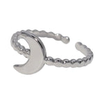 Damesring Verstelbaar – Open Ring met Maantje & Dots – One Size - ring319 - 30348 - Ringen kopen# - Zilverkleur - alles - cadeau