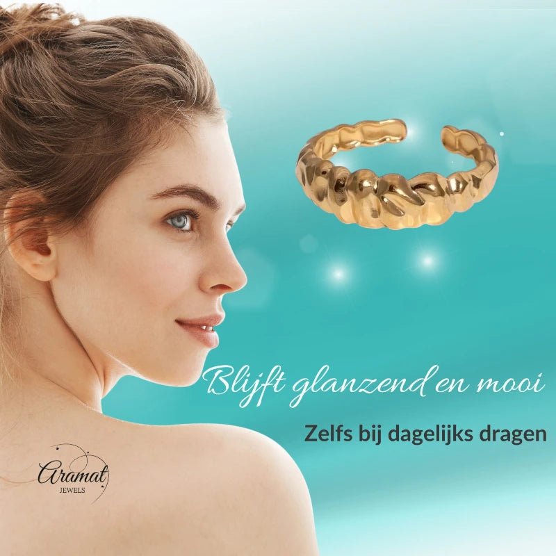 Damesring Verstelbaar – Open Ring met Motief – One Size - ring308 - 73909 - Ringen kopen