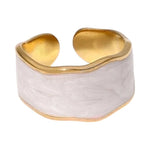 Damesring Verstelbaar – Open Ring met Witte Parelmoer Inlay – One Size - ring309 - 73923 - Ringen kopen