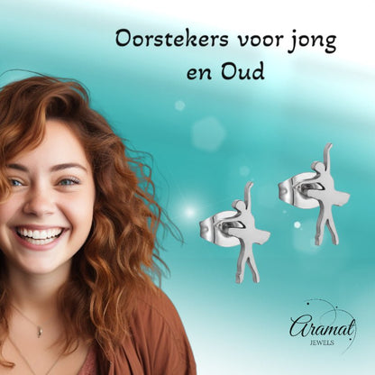 Danseres Oorbellen – Zilverkleurig Staal 11x6mm - Aramat Jewels - Oorbellen - cadeautip
