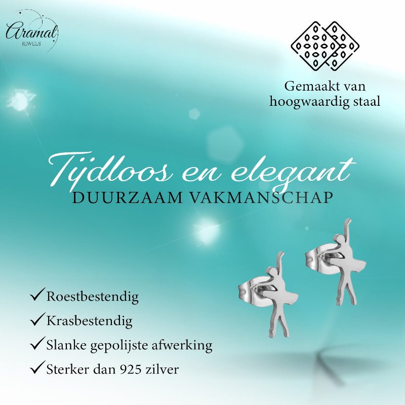 Danseres Oorbellen – Zilverkleurig Staal 11x6mm - Aramat Jewels - Oorbellen - cadeautip