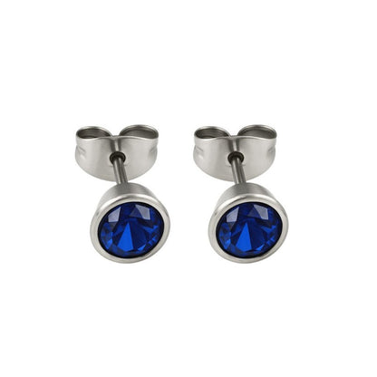 Donkerblauwe conevormige kristal oorbellen – 7 mm - oor2163 - XE10832 - 7 - Oorbellen kopen# - 7mm - alles - blauw