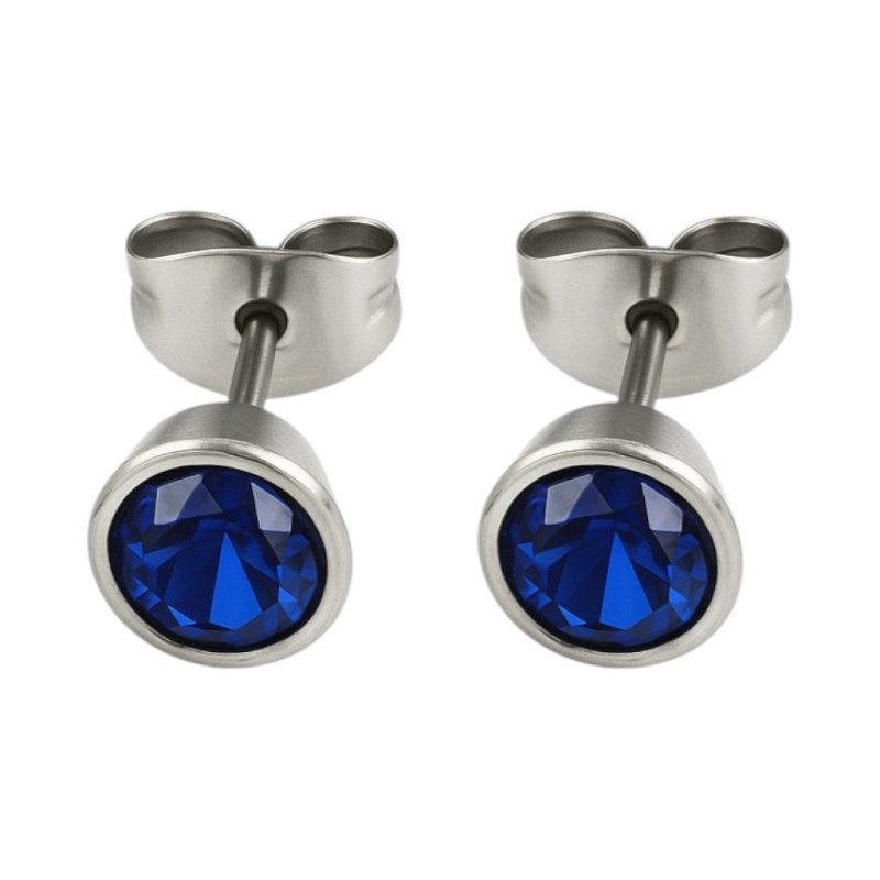 Donkerblauwe conevormige kristal oorbellen – 7 mm - oor2163 - XE10832 - 7 - Oorbellen kopen# - 7mm - alles - blauw