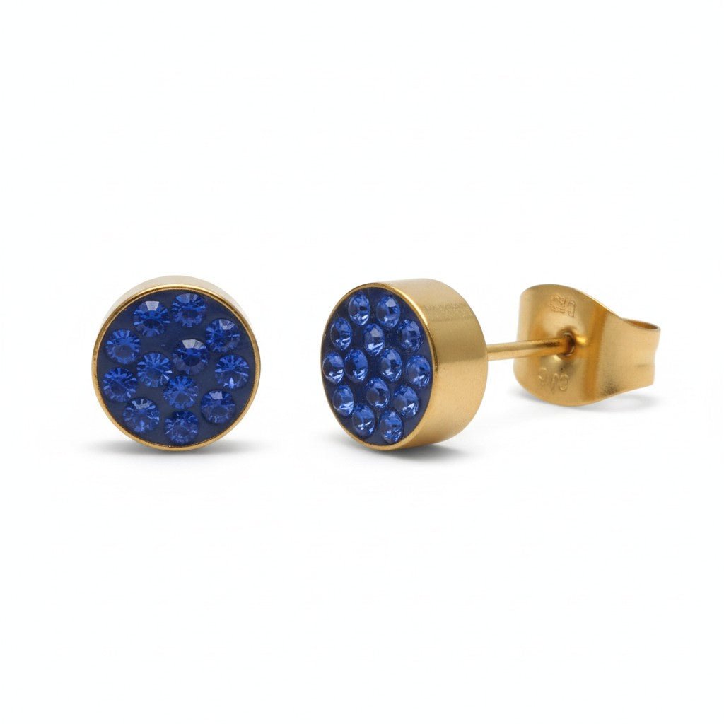 Donkerblauwe kristallen oorstekers 6mm - Aramat Jewels - Oorbellen - cadeautip
