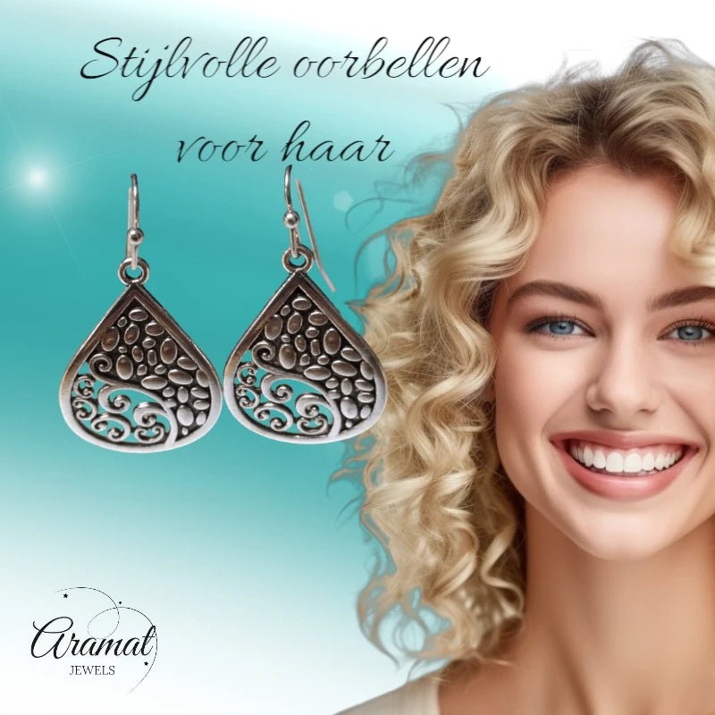 Druppel Oorhangers Antiek - oor6064 - Oorhangers kopen# - 35mm - alles - bali