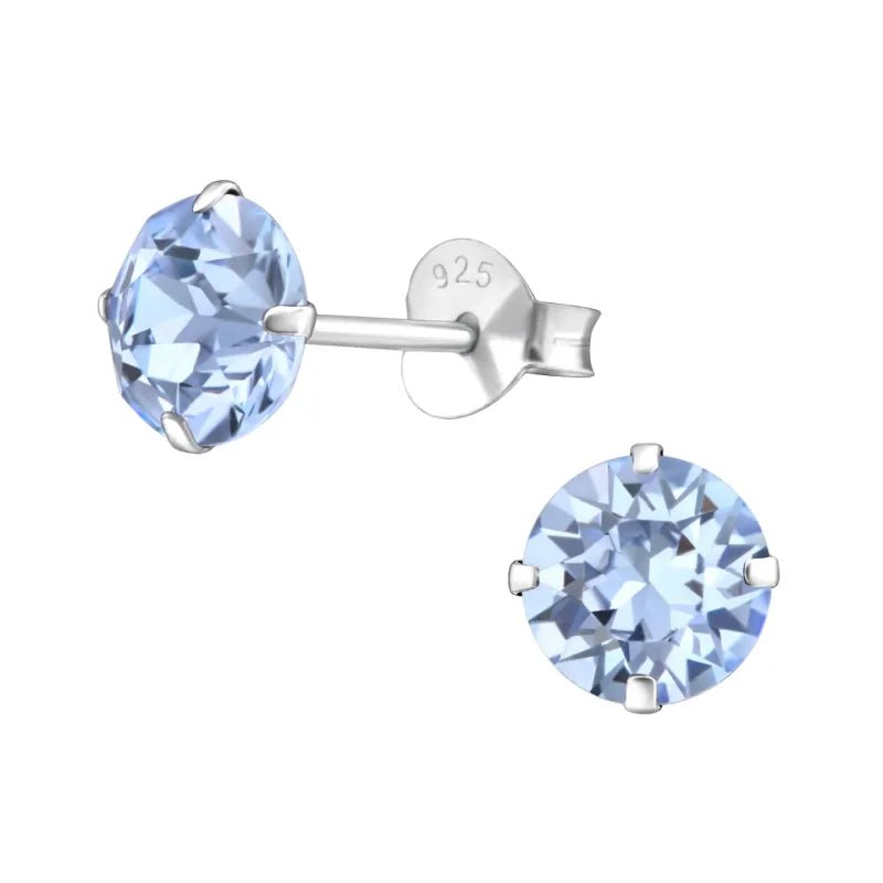Sterling verzilverde blauwe kristallen oorbellen