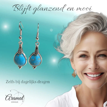 Elegante Druppel Oorhangers Hemelsblauw vrouw - oor6033 - Oorhangers kopen# - 50mm - alles - bali