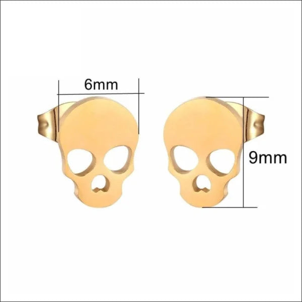 Stalen Doodshoofd Oorbellen Goudkleurig-9x6mm