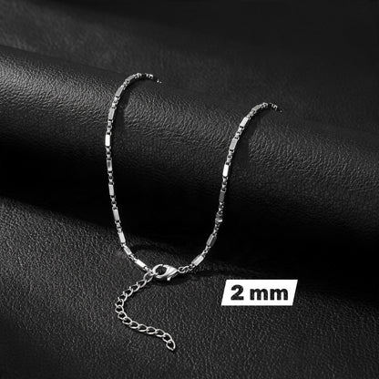 RVS fantasieketting zilverkleurig blokjes – 2 mm, 45 + 5 cm