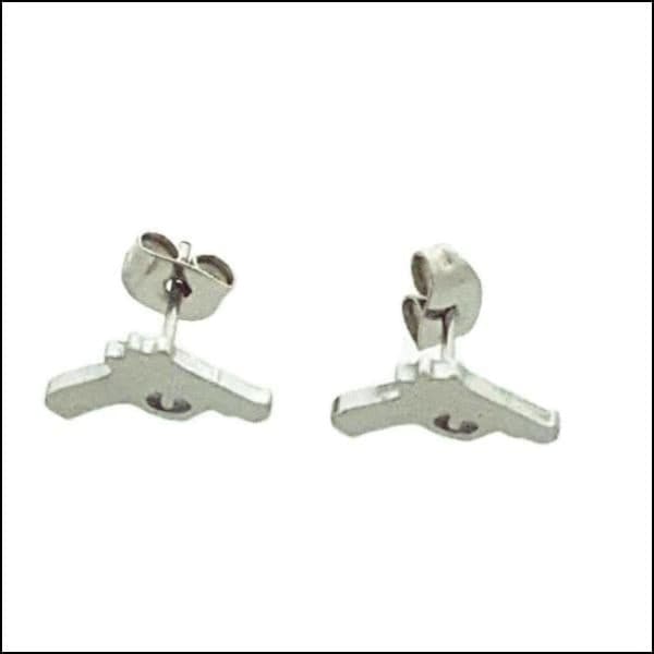 Stoere Pistool Oorbellen Zilverkleur-7x11mm