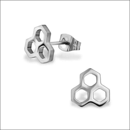 Zilveren Hexagon Oorbellen In Geometrische Stalen Oorstekers 8mm.