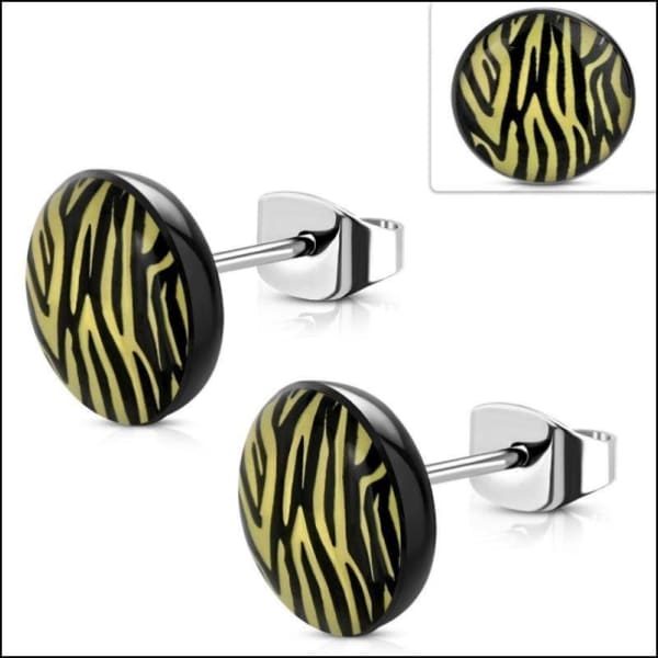 Zebra Strepen Oorstekers | Aramat Jewels® 10mm