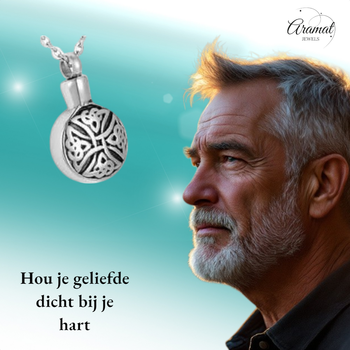 Keltische ronde ashanger staal triquetra zwart