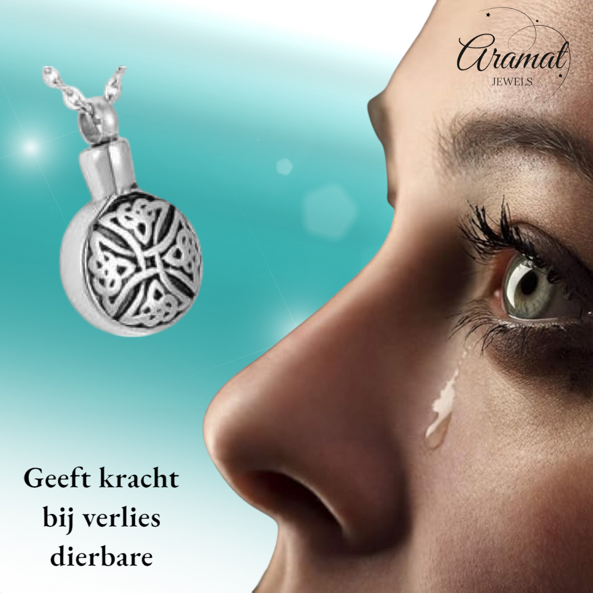 Keltische ronde ashanger staal triquetra zwart