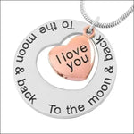 Hart Ketting In Zilver- En Roségoud Met Tekst ’i Love You To The Moon’