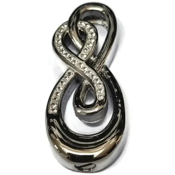 Stalen Infinity Ashanger Met Diamant En Zwarte Emaille