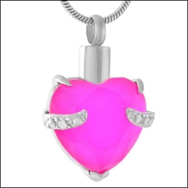 Roze Hart Hanger Met Twee Diamanten, Stalen Ashanger Hart Grote Steen.