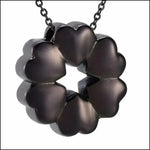 Stalen Ronde Ashanger Hartjes Ketting - Zwart Bloem Design