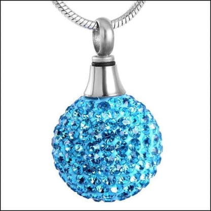 Blauwe Kristallen Bal Hanger Met Zilveren Ketting - Rvs Ashanger Bol