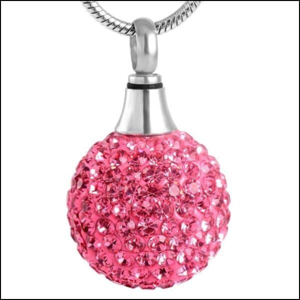 Roze Kristallen Balhanger Met Ketting - Rvs Ashanger Bol - Glanzende Kristallen