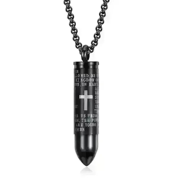 Een Kruishanger Met Ketting, Product Genaamd ’stalen Bullet Ashanger Kogel’