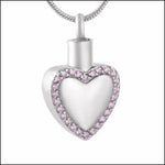 Stalen Hart Ashanger - Gedenksieraad Hart-roze-zirkonia-3.3x2cm | Herdenkingsurnen