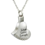 Zilveren Hart Hanger Met Woorden ’live Laugh’ - Ashanger Hart Live Love Laugh Staal Zirkonia 2cm.