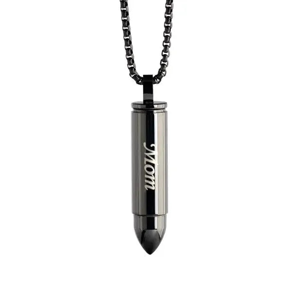 Stalen Kogel Ashanger Bullet Van Aramat Jewels Met Zwarte Kogel Hanger