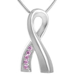 Roze Saffier En Diamanten Hanger In Stalen Pink Ribbon Ashanger