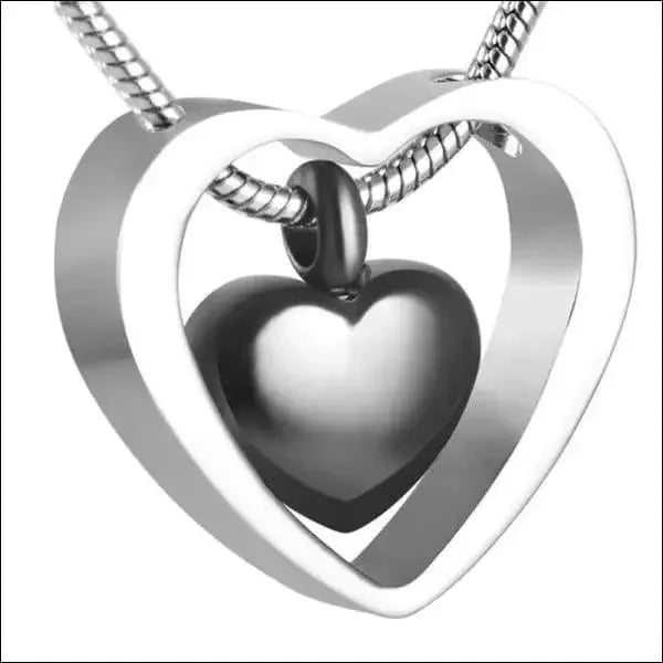 Crematiehanger Hart Pendant Met Chain In Zilverkleurig Zwart 2cm