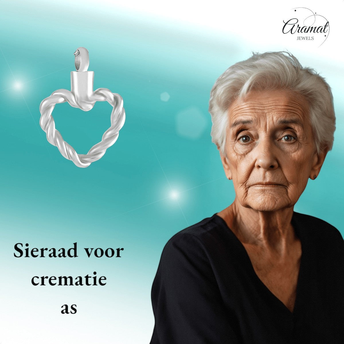 Gedraaide hart ashanger – open stalen gedenksieraad - Aramat Jewels - Gedenkhangers - cadeautip