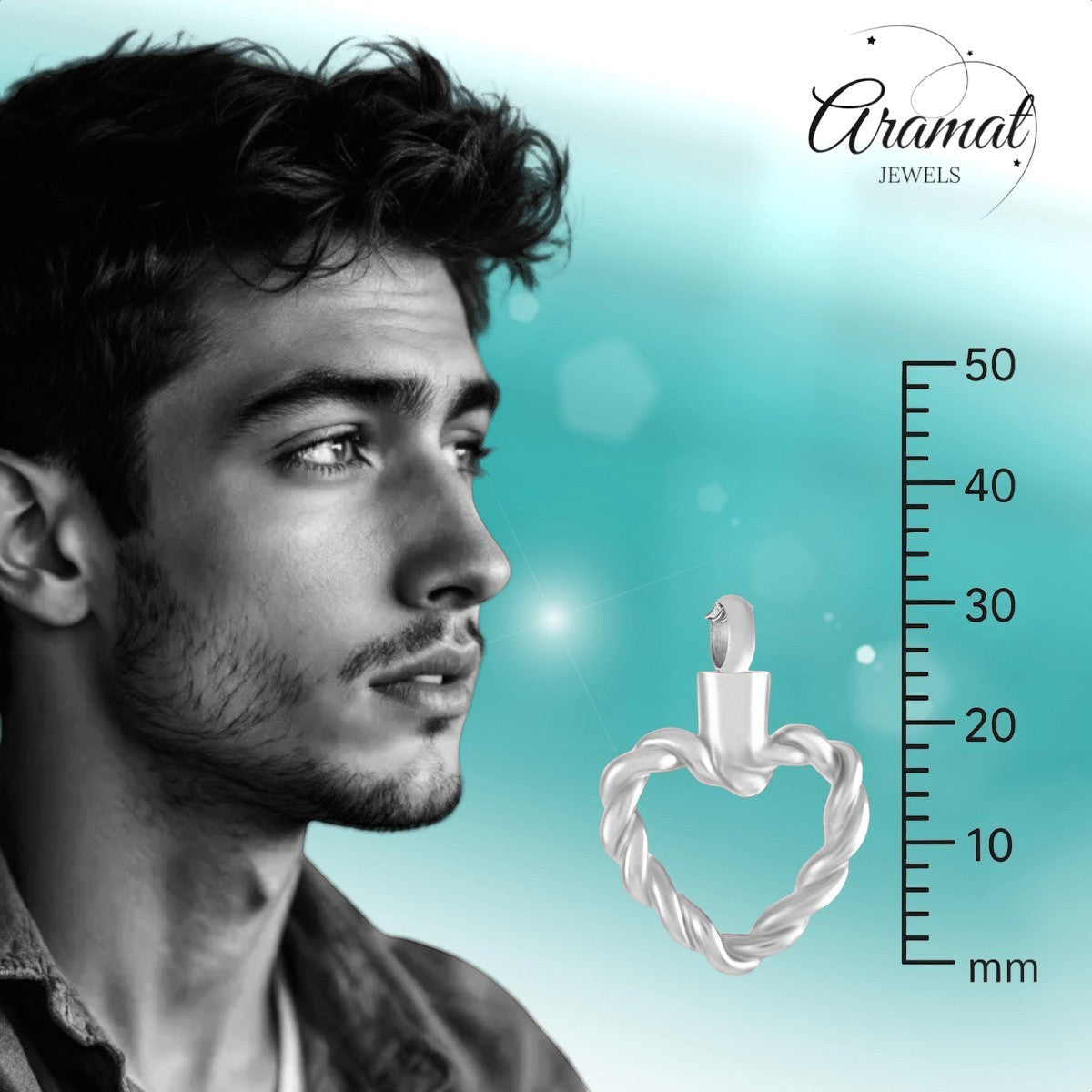 Gedraaide hart ashanger – open stalen gedenksieraad - Aramat Jewels - Gedenkhangers - cadeautip