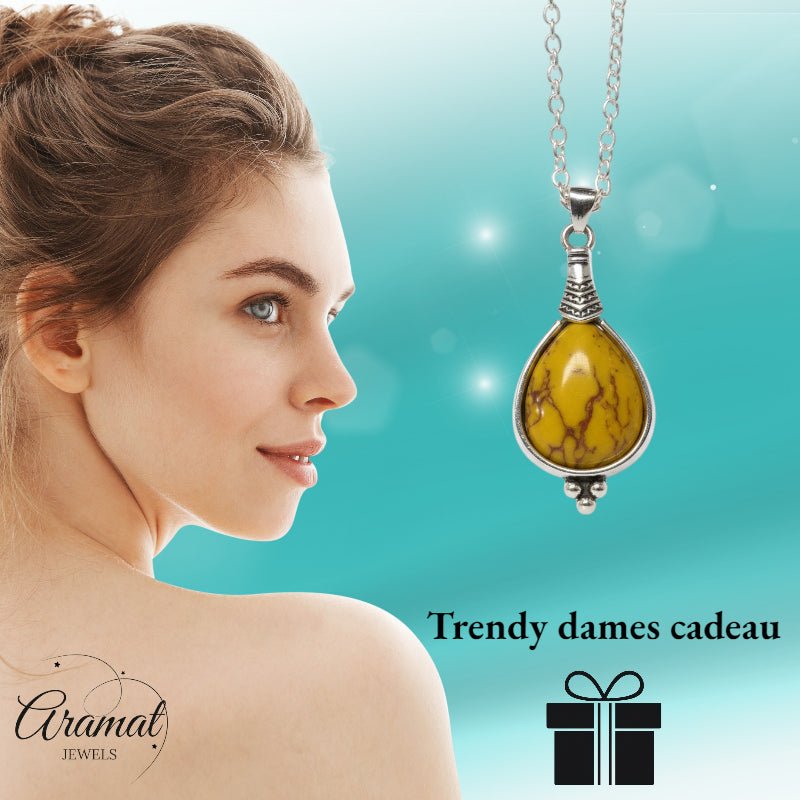 Gele Boho Ketting - Zinklegering - 33mm - Damesketting - Aramat Jewels - Halskettingen - cadeautip