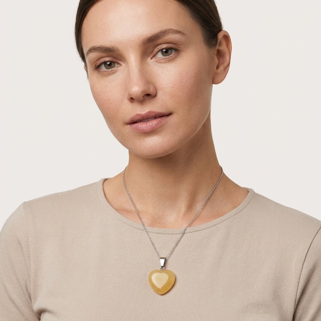 Gele Jade Hartjes Hanger natuursteen - Aramat Jewels - Hangers - cadeautip