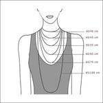 Diagram Van Een Vrouwelijke Nek Met Metingen Binnen ’gevlochten Ketting Staal’.