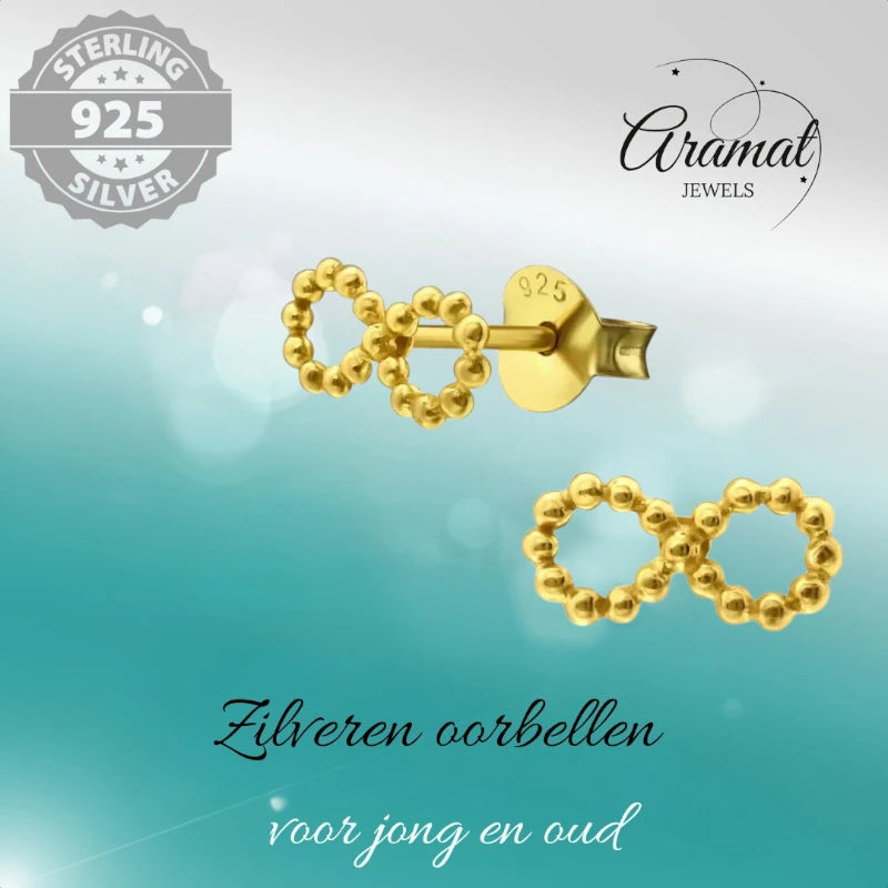 Zilveren Infinity Oorbellen met Goldplating