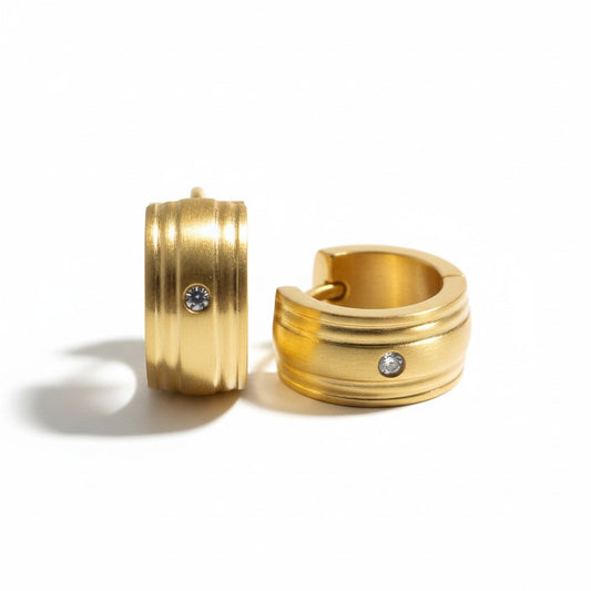 Gold Earrings with Zirconia Stone