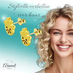 RVS Goudkleurige Smiley Oorbellen