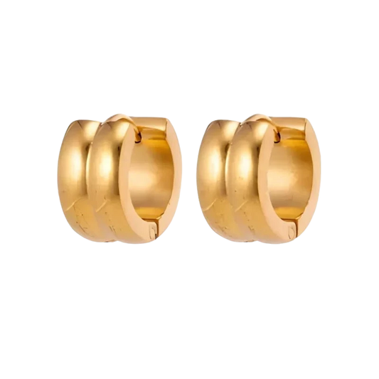 Gold Stripe Earrings - 13mm