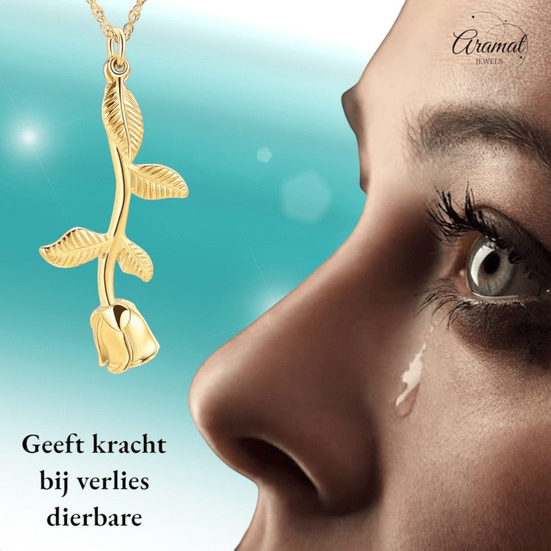 Goudkleurige Ashanger Roos - RVS - hang1468 - IJD10034 - Gedenkhangers kopen# - 45mm - alles - ashangers