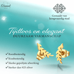 Goudkleurige blad oorstuds 12×4 mm - oor502 - Oorbellen kopen# - 12mm - alles - blad
