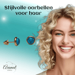 Goudkleurige Boho Oorbellen Blauw Marmer 8mm - oor3235 - Oorbellen kopen# - 8mm - alles - blauw