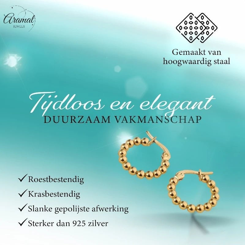 Goudkleurige Bolletjes Oorringen - Schakel Design 18mm - oor6284 - 514400 - Oorringen kopen# - 18mm - alles - bolletjes