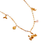 Goudkleurige damesketting met zee - bedels – 45 cm - ket1168 - 511144 - Halskettingen kopen# - 45cm - alles - Bedelketting