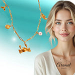 Goudkleurige damesketting met zee - bedels – 45 cm - ket1168 - 511144 - Halskettingen kopen# - 45cm - alles - Bedelketting