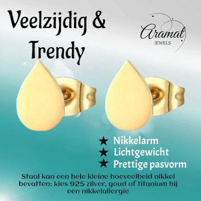Goudkleurige druppel oorbellen – 9x6 mm - oor1100 - xe55287 - Oorbellen kopen# - 9mm - alles - cadeau