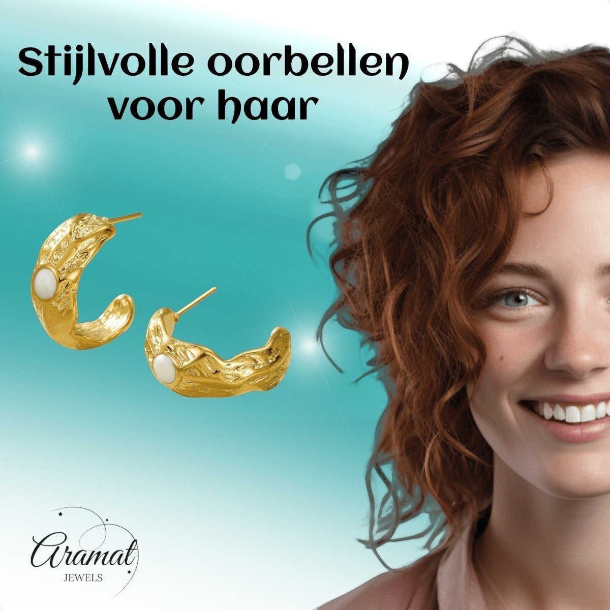 Goudkleurige Halve Oorringen Emaille Cirkel 25x10mm - Aramat Jewels - RVS Sieraden - Oorbellen - cadeautip