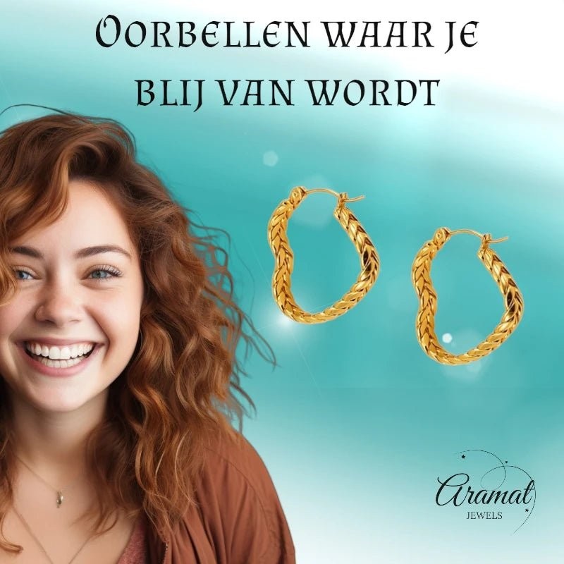 Goudkleurige Hart Oorringen 25mm - oor6307 - 558998 - Oorringen kopen# - 25mm - alles - cadeau